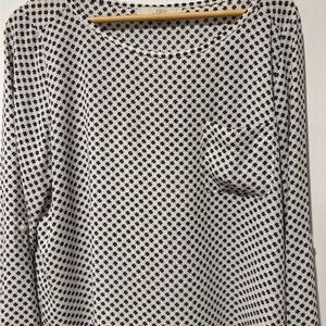 LOFT Navy and White Patterned Women's Top